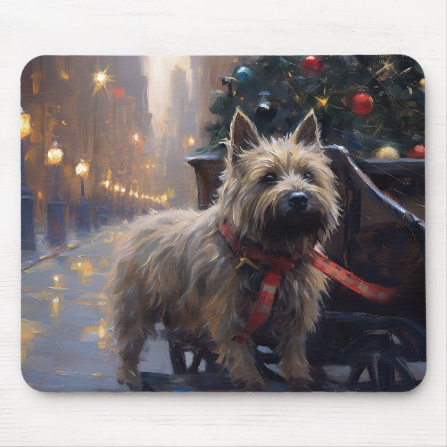 Alfombrilla De Ratón Temporada festiva de los Navidades Cairn Terrier (Frente)