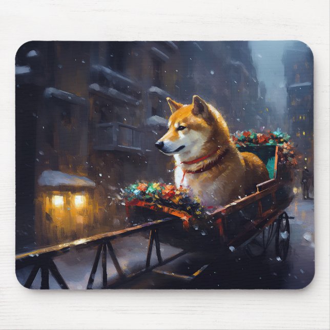 Alfombrilla De Ratón Temporada festiva de los Navidades Inu de Shiba (Frente)