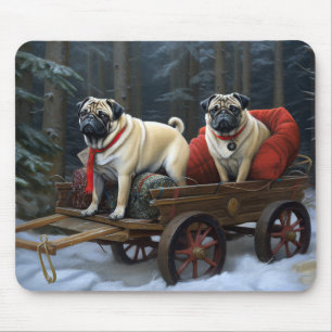 Alfombrilla De Ratón Temporada festiva de los Navidades Pug