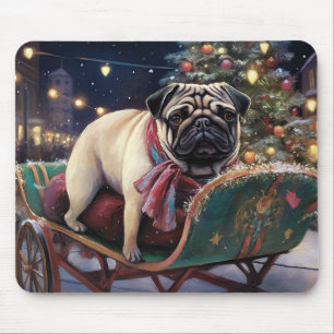 Alfombrilla De Ratón Temporada festiva de los Navidades Pug