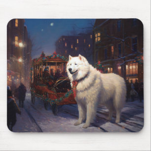 Alfombrilla De Ratón Temporada Festiva de Navidad Samoyedo