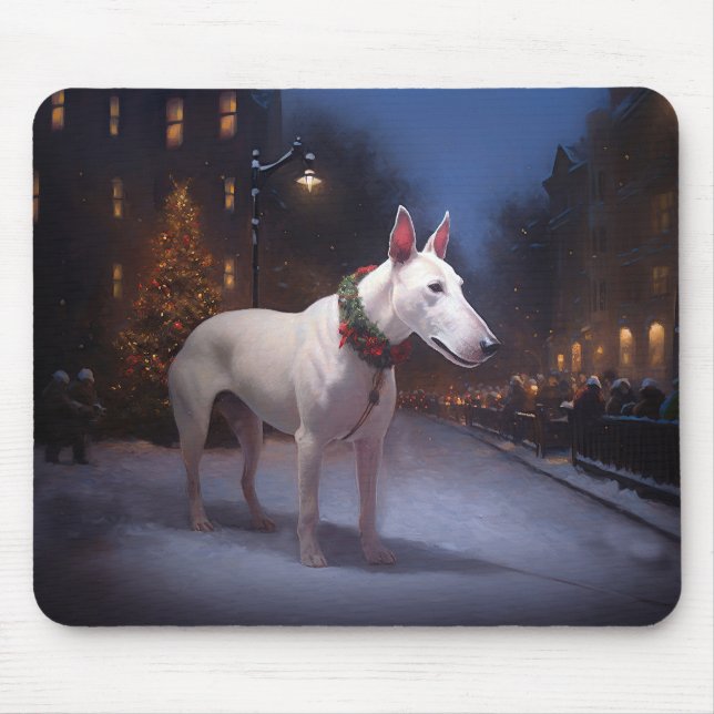 Alfombrilla De Ratón Temporada festiva de Navidades de Bull Terrier (Frente)