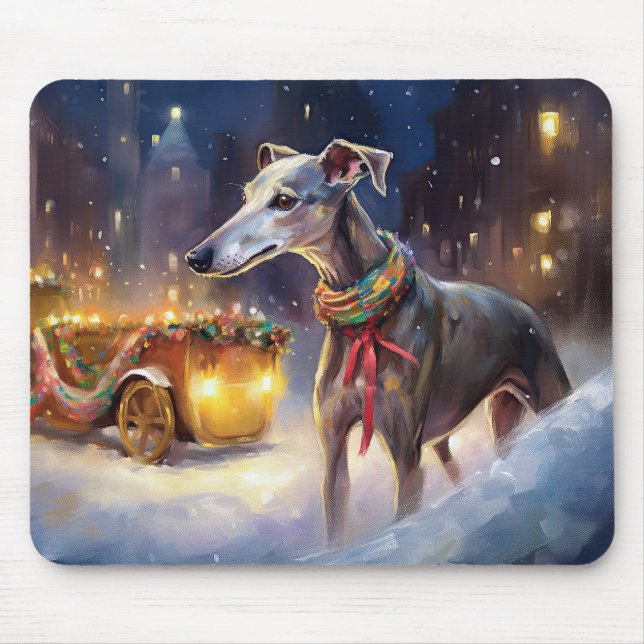 Alfombrilla De Ratón Temporada festiva de Navidades de Greyhound (Frente)