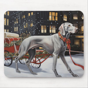 Alfombrilla De Ratón Temporada festiva de Navidades de Weimaraner