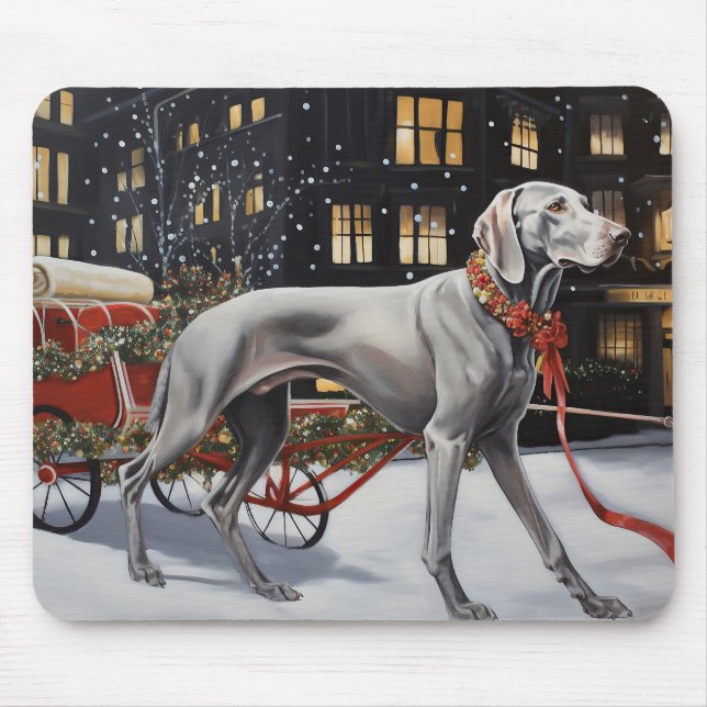 Alfombrilla De Ratón Temporada festiva de Navidades de Weimaraner (Frente)