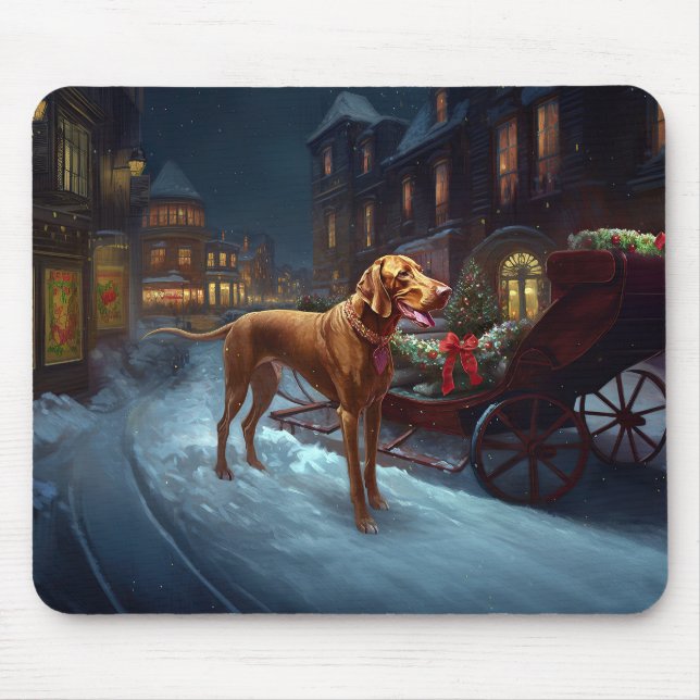 Alfombrilla De Ratón Temporada festiva de Navidades Vizsla (Frente)