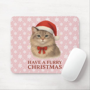 Alfombrilla De Ratón Tenga una Navidad Peluda Gatito Siberiano Lindo Sa