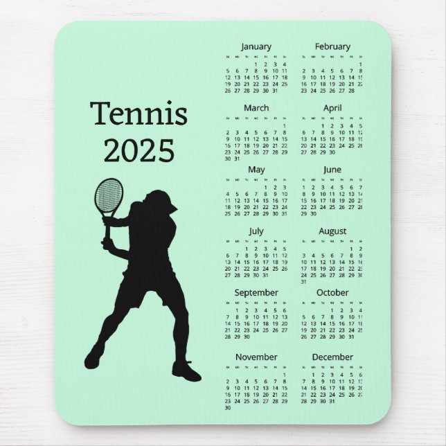 Alfombrilla De Ratón Tennis 2025 Calendar Mousepad (Frente)