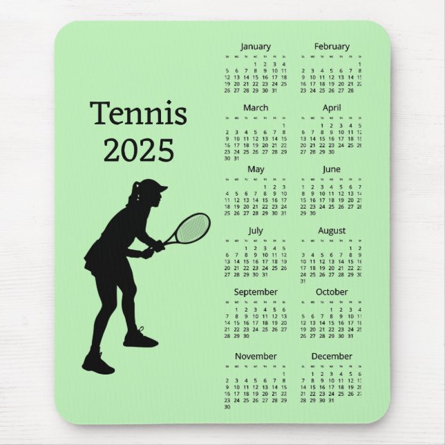 Alfombrilla De Ratón Tennis 2025 Calendar Mousepad (Frente)