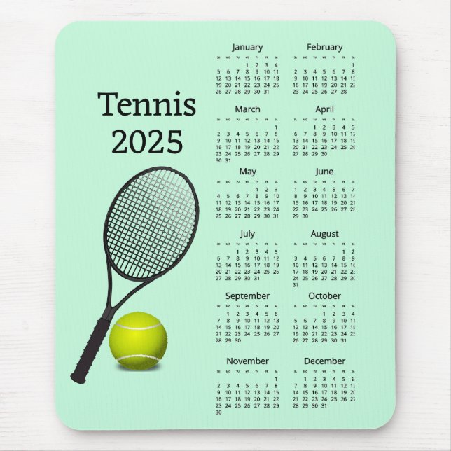 Alfombrilla De Ratón Tennis 2025 Calendar Mousepad (Frente)