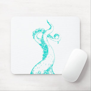 Alfombrilla De Ratón tentáculos de pulpo aqua en mousepad blanco