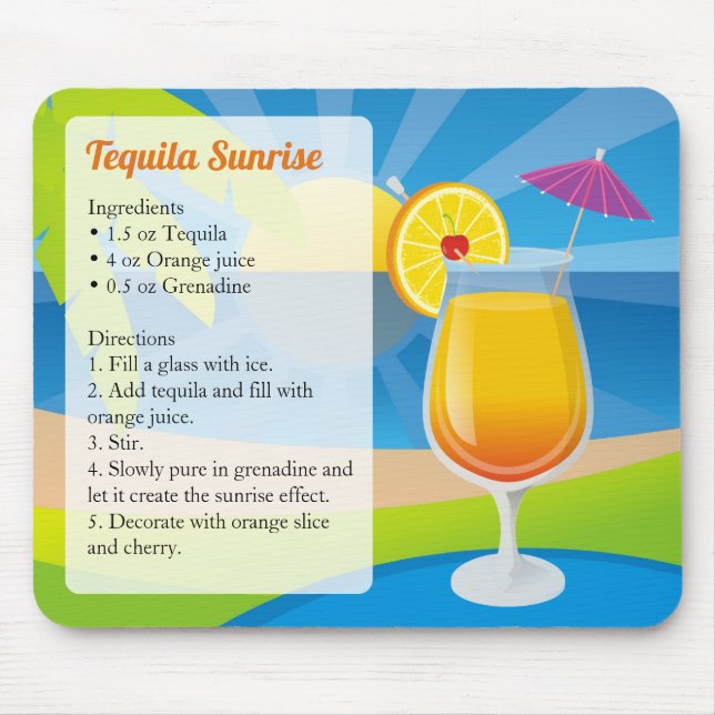 Alfombrilla De Ratón Tequila Sunrise Recipe Mousepad (Frente)