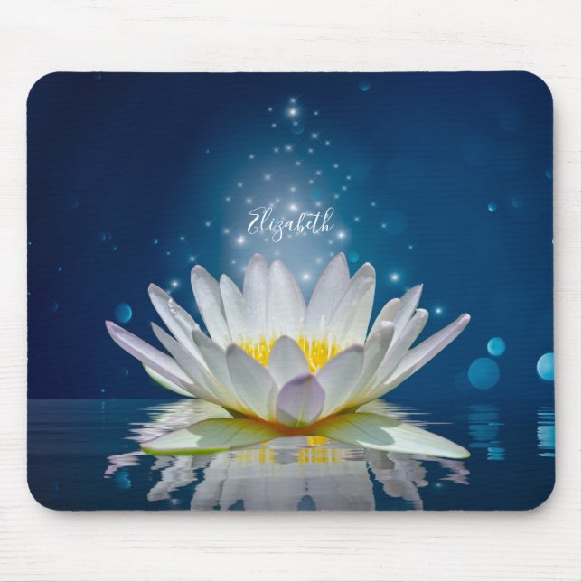 Alfombrilla De Ratón Terapia psicóloga Zen, Flor blanca Lotus Azul (Frente)