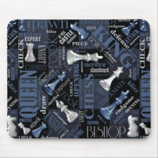 Alfombrilla De Ratón Términos y piezas de ajedrez Silver y Blue ID784