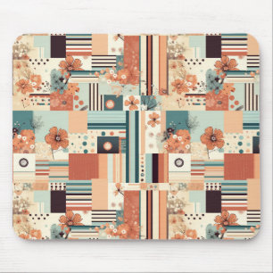 Alfombrilla De Ratón Terracota Teal Geométrico Floral de Medianos del S