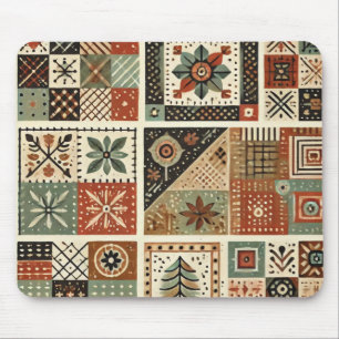 Alfombrilla De Ratón Terracotta Patchwork Quilt Rustic Floral Desk