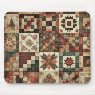 Alfombrilla De Ratón Terracotta Patchwork Quilt Rustic Floral Desk