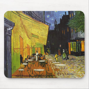 Alfombrilla De Ratón Terraza cafetería en Night Van Gogh