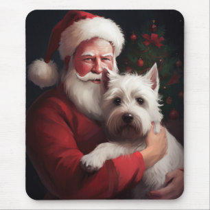Alfombrilla De Ratón Terrier Blanco de West Highland Santa Claus Navida
