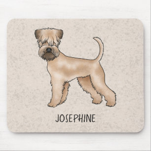 Alfombrilla De Ratón Terrier de trigo de capa suave con nombre sobre be