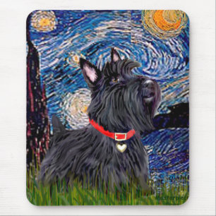 Alfombrilla De Ratón Terrier Escocés 6 - Noche estrellada (Vertical)