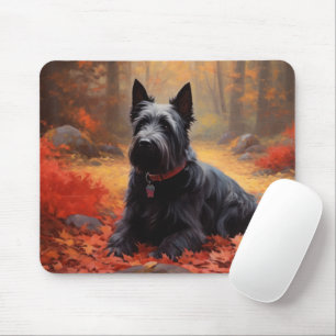 Alfombrilla De Ratón Terrier Escocés en Otoño Hojas Caídas Inspiran