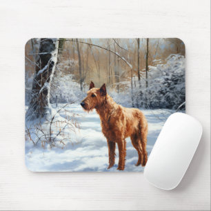 Alfombrilla De Ratón Terrier Irlandés Deja que nieve Navidad
