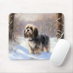 Alfombrilla De Ratón Terrier Tibetano Deja que nieve Navidad