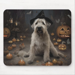 Alfombrilla De Ratón Terrier Trigo Calabazas Halloween Terrorífico