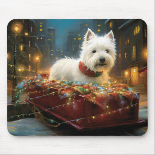 Alfombrilla De Ratón Terrier West Highland Blanco Navidad Festiva
