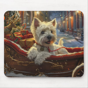 Alfombrilla De Ratón Terrier West Highland Blanco Perro Navideño Festiv