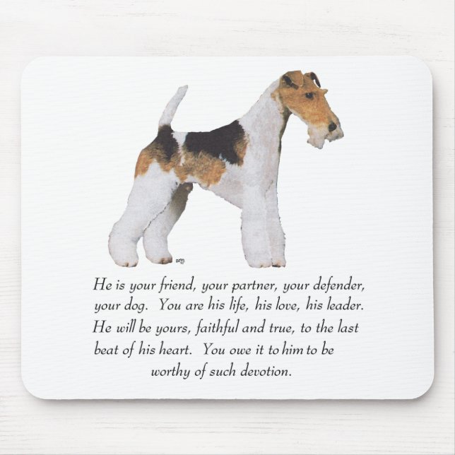 Alfombrilla De Ratón Terrier Wire Fox Memoria / Dedicación MACHO (Frente)