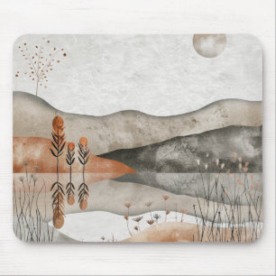 Alfombrilla De Ratón Terroso paisaje lunar bohemio de lago de terracota