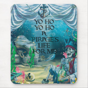 Alfombrilla De Ratón Tesoro de Esqueleto Pirata Bajo el Mar