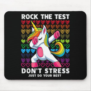 Alfombrilla De Ratón Test Day Rock the Test Dabbing Unicorn Boys Chicas