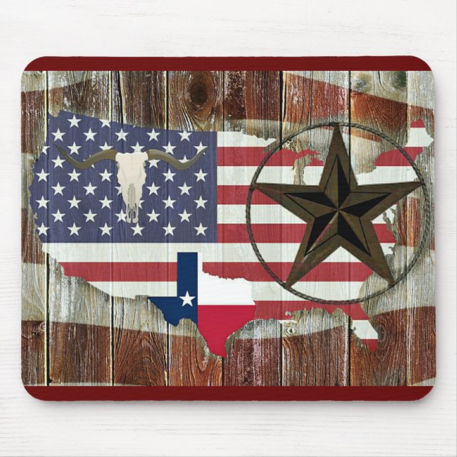 Alfombrilla De Ratón Texas Lone Star Texas Long Horn (Frente)