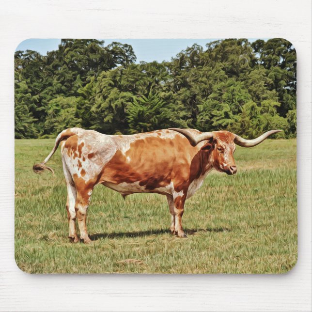 Alfombrilla De Ratón Texas Longhorn Cow Art Mouse Pad (Frente)