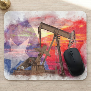 Alfombrilla De Ratón Texas Oil Pumpjack: Arte patrimonial del estado de