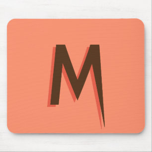 Alfombrilla De Ratón Texto 3D marrón moderno Letra inicial Rosa Salmó