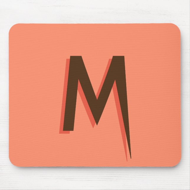 Alfombrilla De Ratón Texto 3D marrón moderno Letra inicial | Rosa Salmó (Frente)