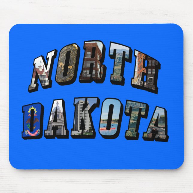 Alfombrilla De Ratón Texto de imagen de Dakota del Norte (Frente)