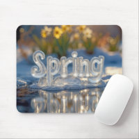 Texto de primavera en hielo con Daffodis