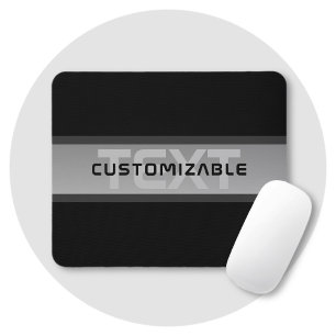Alfombrilla De Ratón Texto en capas personalizable moderno Negro y gr