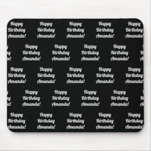 Alfombrilla De Ratón Texto personalizable de Feliz Cumpleaños Blanco