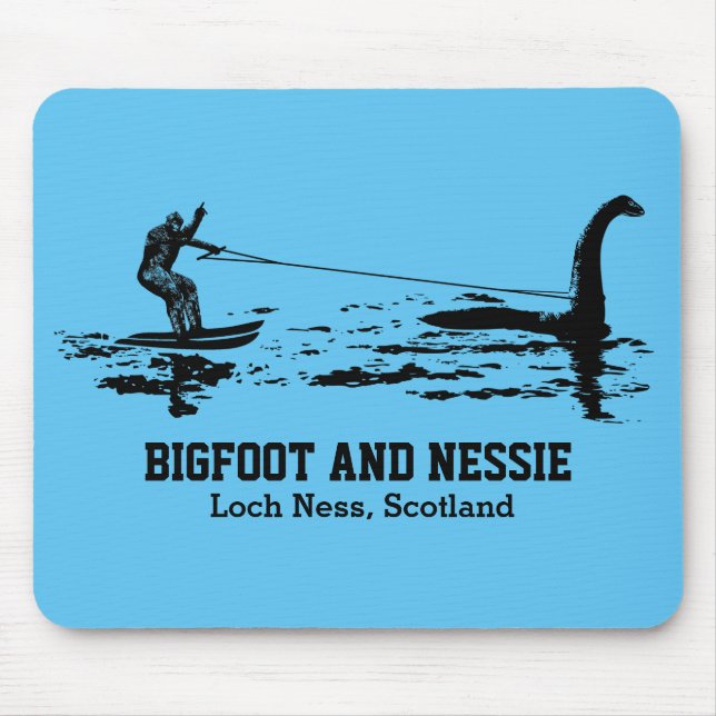 Alfombrilla De Ratón Texto personalizado de Bigfoot y Nessie Loch Ness (Frente)