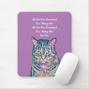 Alfombrilla De Ratón Texto personalizado de gato colorido