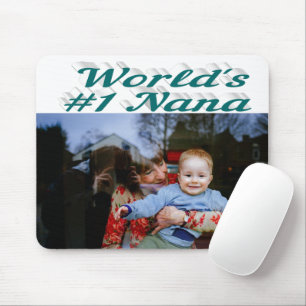 Alfombrilla De Ratón Texto verde de la foto de Nana