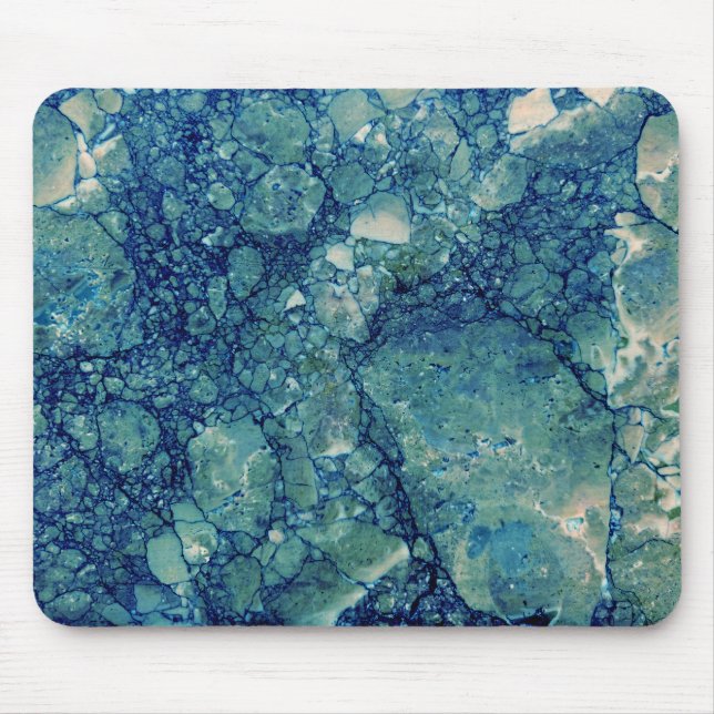 Alfombrilla De Ratón Textura azul de mármol verde Verde azulado (Frente)