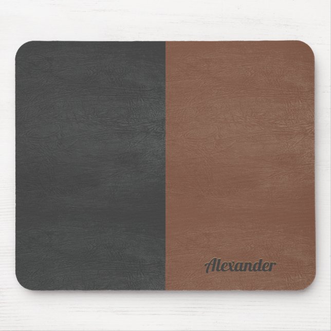 Alfombrilla De Ratón Textura de cuero falso negro y marrón de pantalla  (Frente)