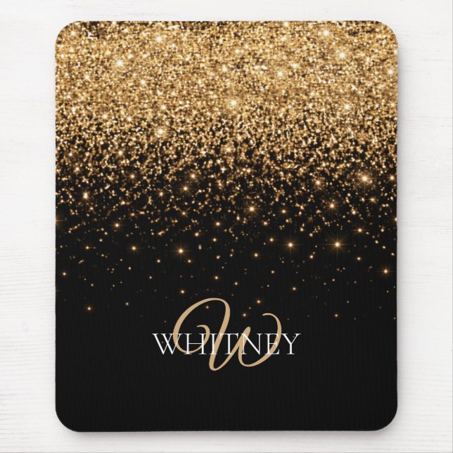 Alfombrilla De Ratón Textura de lujo elegante con brillo dorado        (Frente)
